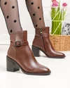 Botine dama piele naturala maro cu inchidere fermoar si toc gros SN5002-1 1