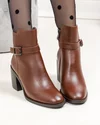 Botine dama piele naturala maro cu inchidere fermoar si toc gros SN5002-1 3