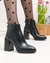 Botine dama piele naturala negre cu varf ascutit si toc gros SN5004 2