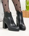 Botine dama piele naturala negre cu varf ascutit si toc gros SN5004 4