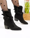 Ciocate dama piele naturala intoarsa negre cu varf ascutit POL244 2
