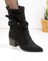 Ciocate dama piele naturala intoarsa negre cu varf ascutit POL244 3