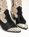 Ciocate dama piele naturala nabuc negre cu print ziar si toc gros POL287 4