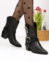 Ciocate dama piele naturala negre cu catarama decorativa si inchidere fermoar POL245 4