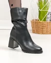 Cizme dama piele naturala negre cu toc gros captusite  TN6430-2 3
