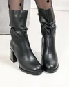 Cizme dama piele naturala negre cu toc gros captusite  TN6430-2 4