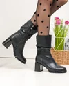 Cizme dama piele naturala negre cu toc gros captusite  TN6430-2 1