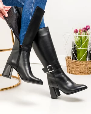 Cizme Piele Naturala Negre WIZ08