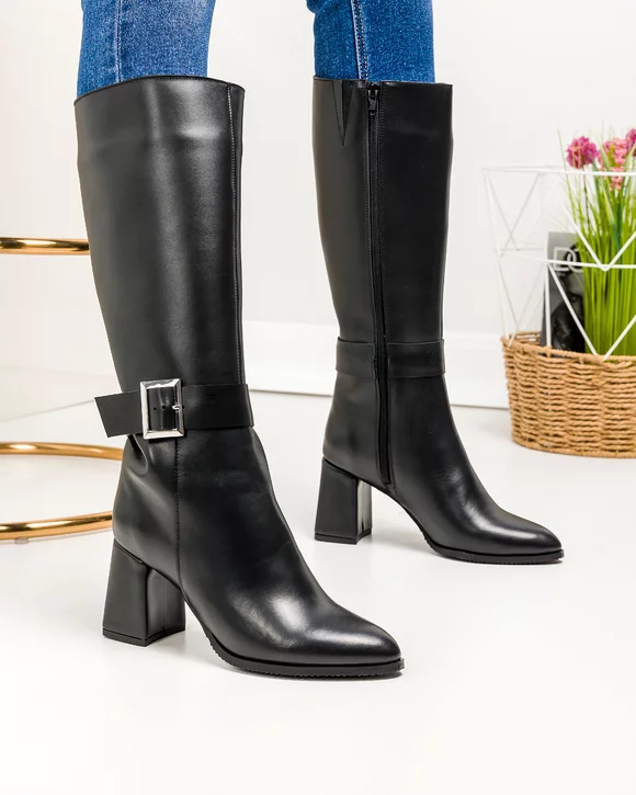 Cizme Piele Naturala Negre WIZ08