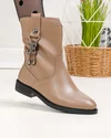 Cizme scurte dama piele naturala kaki captusite SN5010 3