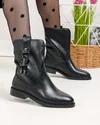 Cizme scurte dama piele naturala negre cu accesoriu lateral SN5010 2