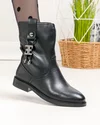 Cizme scurte dama piele naturala negre cu accesoriu lateral SN5010 3