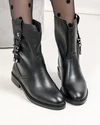 Cizme scurte dama piele naturala negre cu accesoriu lateral SN5010 4