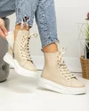 Ghete dama piele naturala bej cu talpa alba AW458 1