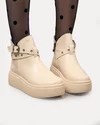 Ghete dama piele naturala bej cu talpa groasa captusite T7000 5