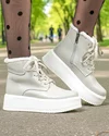 Ghete dama piele naturala gri cu talpa alba imblanite T7018 2