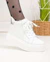 Ghete dama piele naturala imblanite albe cu talpa groasa T7020 5