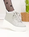 Ghete dama piele naturala imblanite gri cu talpa groasa T7020 5