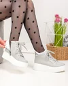 Ghete dama piele naturala imblanite gri cu talpa groasa T7020 2