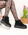 Ghete dama piele naturala intoarsa negre captusite T7005 1