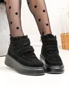 Ghete dama piele naturala intoarsa negre captusite T7005 2