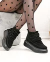 Ghete dama piele naturala intoarsa negre captusite T7005 5