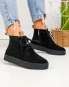 Ghete dama piele naturala intoarsa negre cu inchidere fermoar JY6651 4