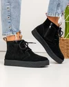 Ghete dama piele naturala intoarsa negre cu inchidere fermoar JY6651 1