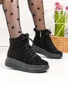Ghete dama piele naturala intoarsa negre imblanite F002-296 5