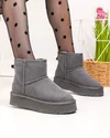 Ghete dama piele naturala intoarsa usoare gri inchis imblanite DS-4134 2