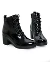 Ghete dama piele naturala lacuita negre cu inchidere fermoar si toc gros PCI082 9