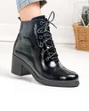 Ghete dama piele naturala lacuita negre cu inchidere fermoar si toc gros PCI082 4