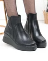 Ghete dama piele naturala negre cu talpa groasa F002-289 1