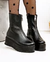 Ghete dama piele naturala negre cu talpa groasa PCI077 1