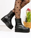Ghete dama piele naturala negre cu talpa groasa PCI077 4