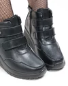 Ghete dama piele naturala negre cu talpa groasa si inchidere scai si fermoar T3095 4