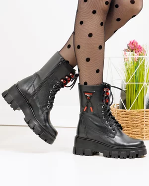 Ghete Imblanite Piele Naturala Negre PCI695