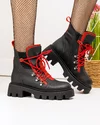 Ghete Imblanite Piele Naturala Negru cu Rosu PCI016 1