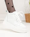 Ghete scurte dama piele naturala captusite albe cu talpa groasa T7026 4
