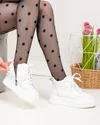 Ghete scurte dama piele naturala captusite albe cu talpa groasa T7026 2