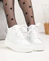 Ghete scurte dama piele naturala captusite albe cu talpa groasa T7026 5
