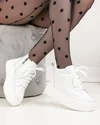 Ghete scurte dama piele naturala captusite albe cu talpa groasa T7026 6