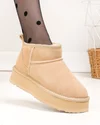 Ghete scurte dama piele naturala intoarsa imblanite bej DS-4252 3