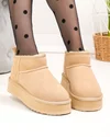 Ghete scurte dama piele naturala intoarsa imblanite bej DS-4252 4