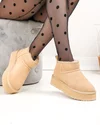 Ghete scurte dama piele naturala intoarsa imblanite bej DS-4252 5