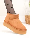 Ghete scurte dama piele naturala intoarsa imblanite camel DS-4252 3