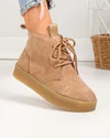 Ghete scurte dama piele naturala intoarsa kaki JY6651 4