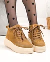 Ghete scurte dama piele naturala intoarsa kaki T7026 3