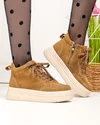 Ghete scurte dama piele naturala intoarsa kaki T7026 4