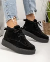 Ghete scurte dama piele naturala intoarsa negre captusite AW2023-1 1